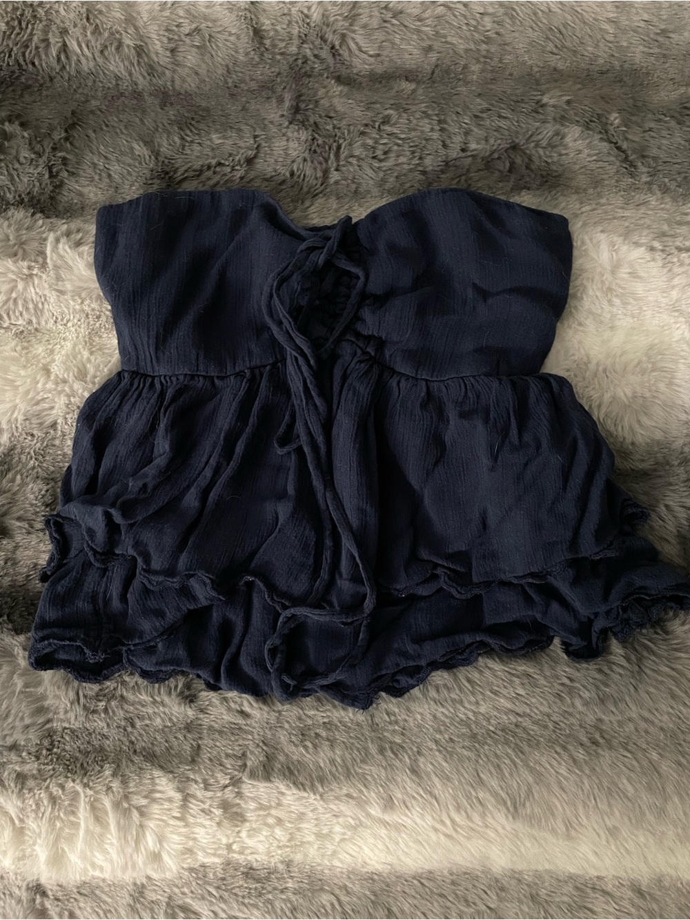 Strapless Navy Ruffled Women’s Top
